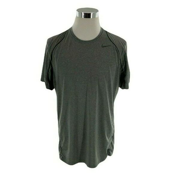 Nike Pro Shirt Mens XL Cool Carbon Heather Dri Fit Swoosh Fitted Activewear Top - Picture 1 of 10